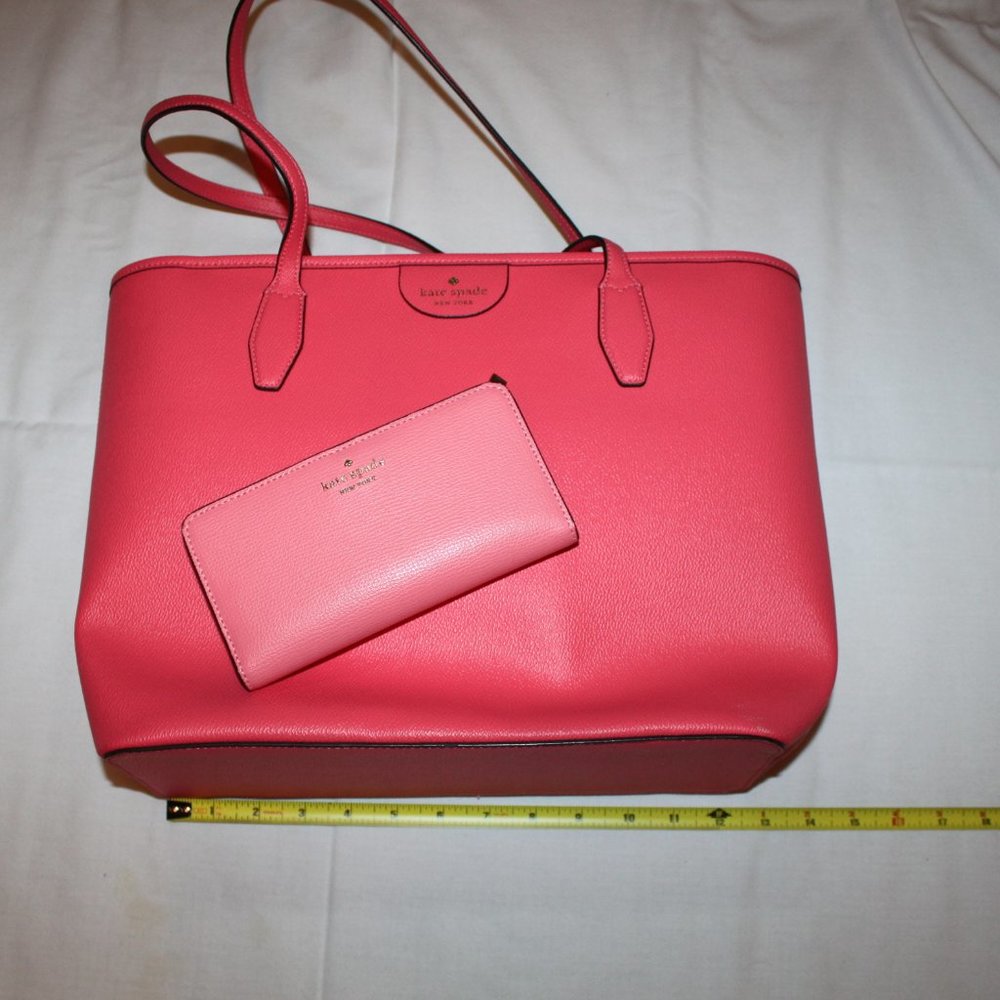 Kate Spade NY Large Lori Tote Top Zip Handbag Pink and Pink Wallet